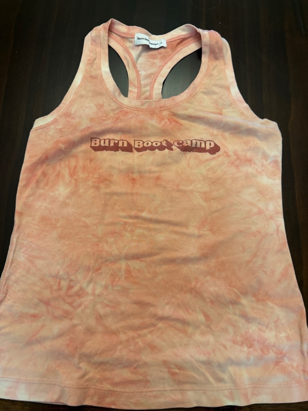 Burn Boot Camp Women's Peach Tie-Dye Racerback Tank Top
